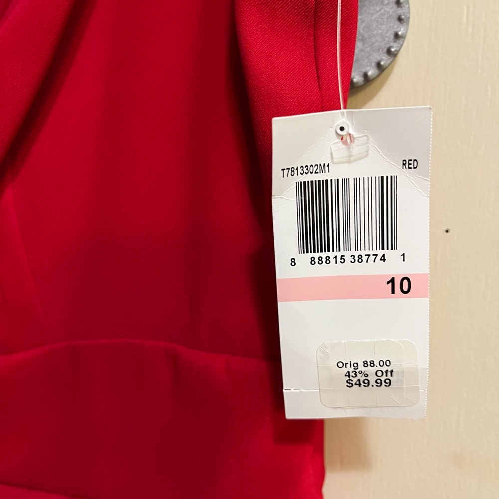 Size 10, Red dress with jeweled neckline. Never worn, tags still on. $30